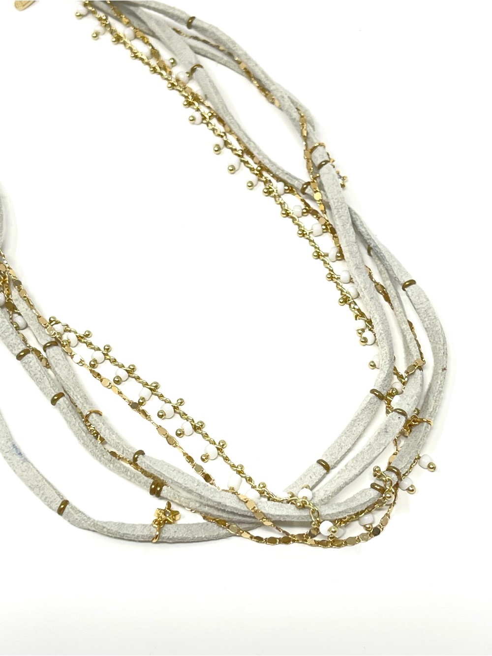 New Anthropologie x Serefina Leather Layered Gold Necklace - Picture 5 of 5